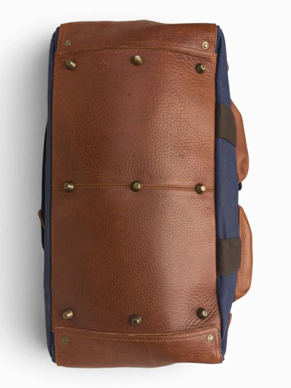 Will Leather Goods Canvas + Leather Travel Duffle, Navy/Tan, 20x13x10